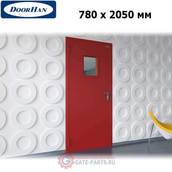 DPO60/780/2050/7035/L/N Doorhan Дверь противопожарная 780х2050 одностворчатая, остекленная, левая, EI60 (шт.)