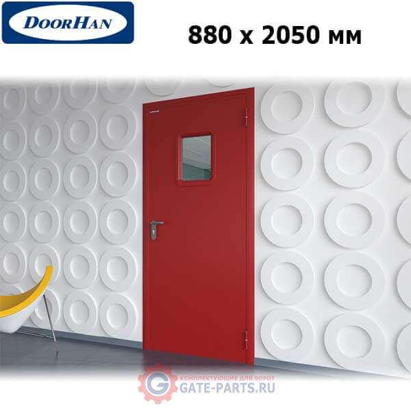 DPO60/880/2050/7035/R/N Doorhan Дверь противопожарная 880х2050 одностворчатая, остекленная, правая, EI60 (шт.)