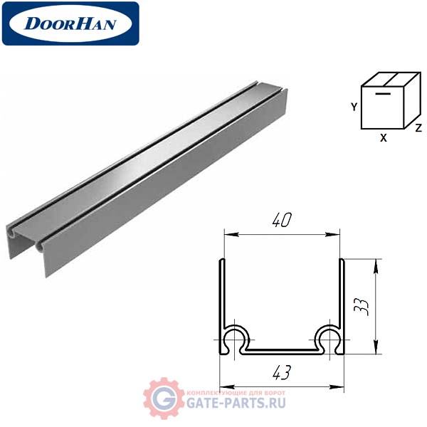 80041/M DoorHan Алюминиевый верхний и нижний профиль металлик (погонный метр)